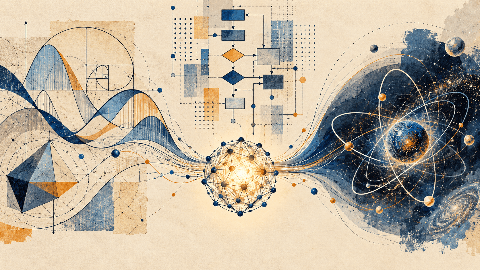Editorial illustration and visual preview for OpenAI Reports AI Discoveries in Mathematics, Computer Science and Physics